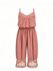 Women's Lace Camisole Jumpsuit with Cropped Trousers