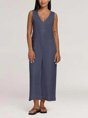 Women's Loose Fit Sleeveless Wide Leg Overalls