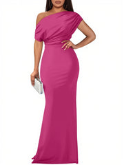 Women's Elegant Sleeveless Off Shoulder Bodycon Long Formal Party Evening Dress