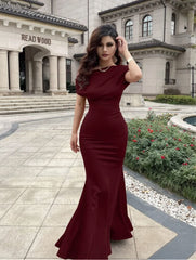 Women's Elegant Sleeveless Off Shoulder Bodycon Long Formal Party Evening Dress