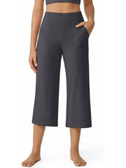 Women's Wide Leg Cropped Capri Leggings Pants with Pockets