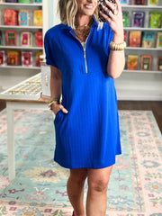 Women's Casual-Chic Half-Zip Textured Dress