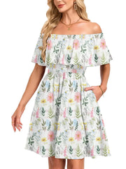 Women's Flow Printed Off-Shoulder Dress