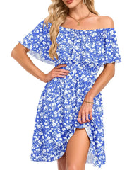 Women's Flow Printed Off-Shoulder Dress