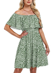 Women's Flow Printed Off-Shoulder Dress