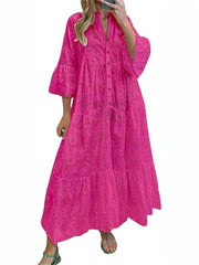 Women's Lace Eyelet Maxi Dress with Pockets