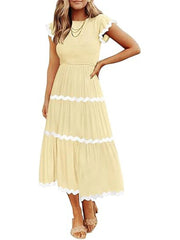 Women's Contrast Ric Rac Maxi Dress