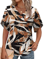 Women's Summer Short Petal Sleeve Fashion V Neck Outfits Tops