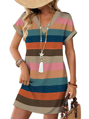Women's Fashion V-Neck Short Sleeve Casual Dress