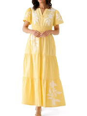 Women's Casual Smocked Waist Maxi Dress