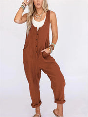 Women's Loose Casual Overalls with Pockets
