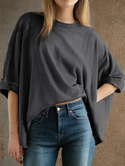 Women's Bat Sleeve Oversized Solid Color Top
