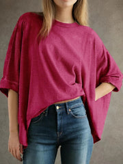 Women's Bat Sleeve Oversized Solid Color Top