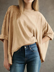 Women's Bat Sleeve Oversized Solid Color Top