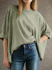 Women's Bat Sleeve Oversized Solid Color Top