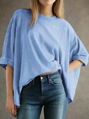 Women's Bat Sleeve Oversized Solid Color Top