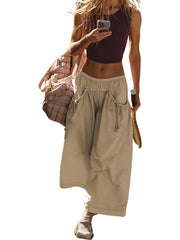 Women's Loose Wide Leg Track Pants With Drawstring Pockets