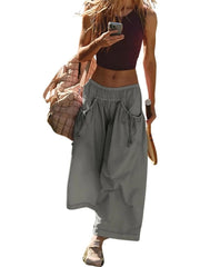 Women's Loose Wide Leg Track Pants With Drawstring Pockets