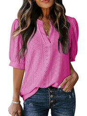 Womens Casual Hollow Out Cute Lace Tops
