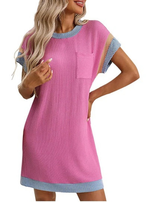 Women's Colorblock Ribbed Pocket Dress