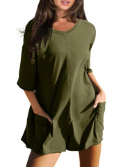 Women's Back V Neck Half Sleeve Jumpsuit