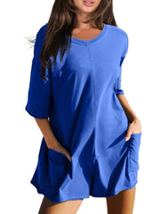 Women's Back V Neck Half Sleeve Jumpsuit