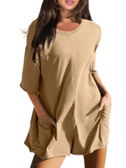 Women's Back V Neck Half Sleeve Jumpsuit