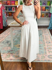 Women's Light Striped Sleeveless Midi Dress