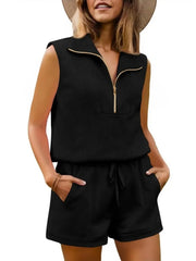 Women's Textured Casual Sleeveless Short Set