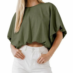 Women's Baggy Flowy Batwing Crop Blouse