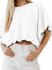 Women's Baggy Flowy Batwing Crop Blouse