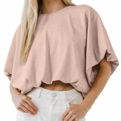 Women's Baggy Flowy Batwing Crop Blouse
