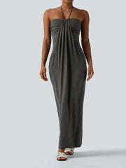 Women's Flowy Draped Halter Vacation Midi Dress