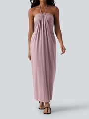 Women's Flowy Draped Halter Vacation Midi Dress