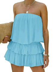 Women's Casual Chic Layered Off Shoulder Romper