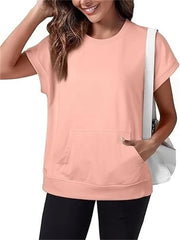 Women's Minimalist Solid Kangaroo Pocket Top