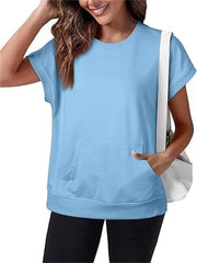 Women's Minimalist Solid Kangaroo Pocket Top