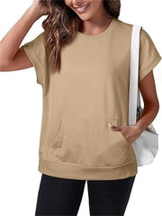Women's Minimalist Solid Kangaroo Pocket Top
