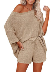 Women's Light Knit Top & Shorts Set