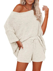 Women's Light Knit Top & Shorts Set