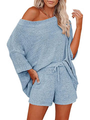 Women's Light Knit Top & Shorts Set