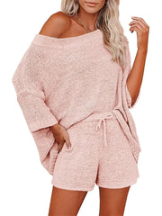 Women's Light Knit Top & Shorts Set