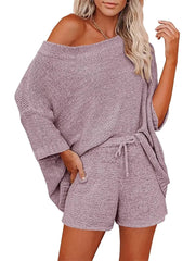 Women's Light Knit Top & Shorts Set