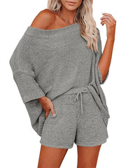 Women's Light Knit Top & Shorts Set