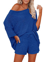 Women's Light Knit Top & Shorts Set