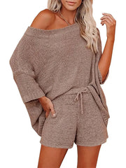 Women's Light Knit Top & Shorts Set