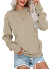 Women's Drop Shoulder Kangaroo Pocket Casual Sweatshirt