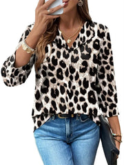 Women's Summer Loose 3/4 Sleeve Printed Dressy Blouse