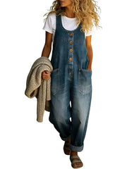 Women's Vintage Washed Jean Bib Overalls