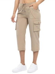 Women's Cargo Capris Lightweight Hiking Pants 6 Pockets